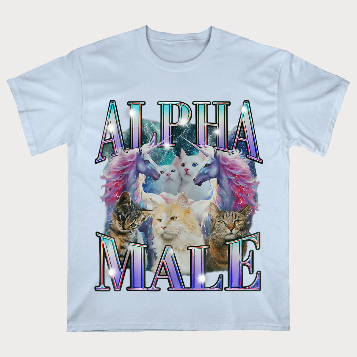 Alpha Male Cats & Unicorns Funny Fantasy T-Shirt