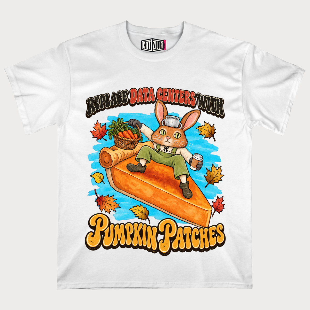 Cute Bunny Riding Pumpkin Slice Autumn Pumpkin Patches Fall T-Shirt