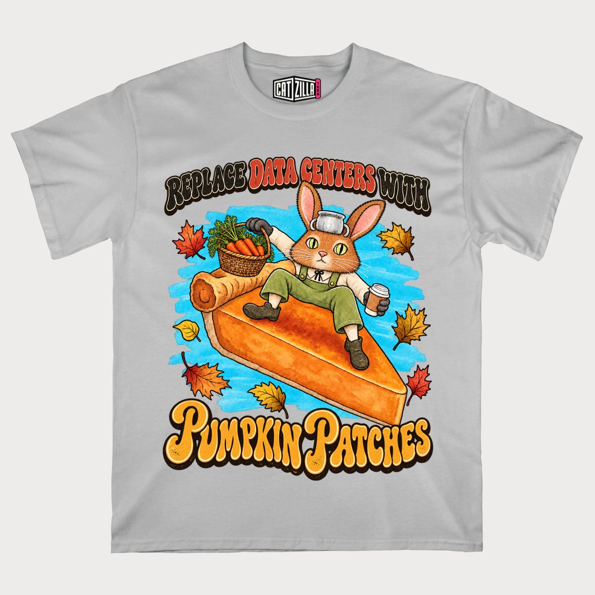 Cute Bunny Riding Pumpkin Slice Autumn Pumpkin Patches Fall T-Shirt