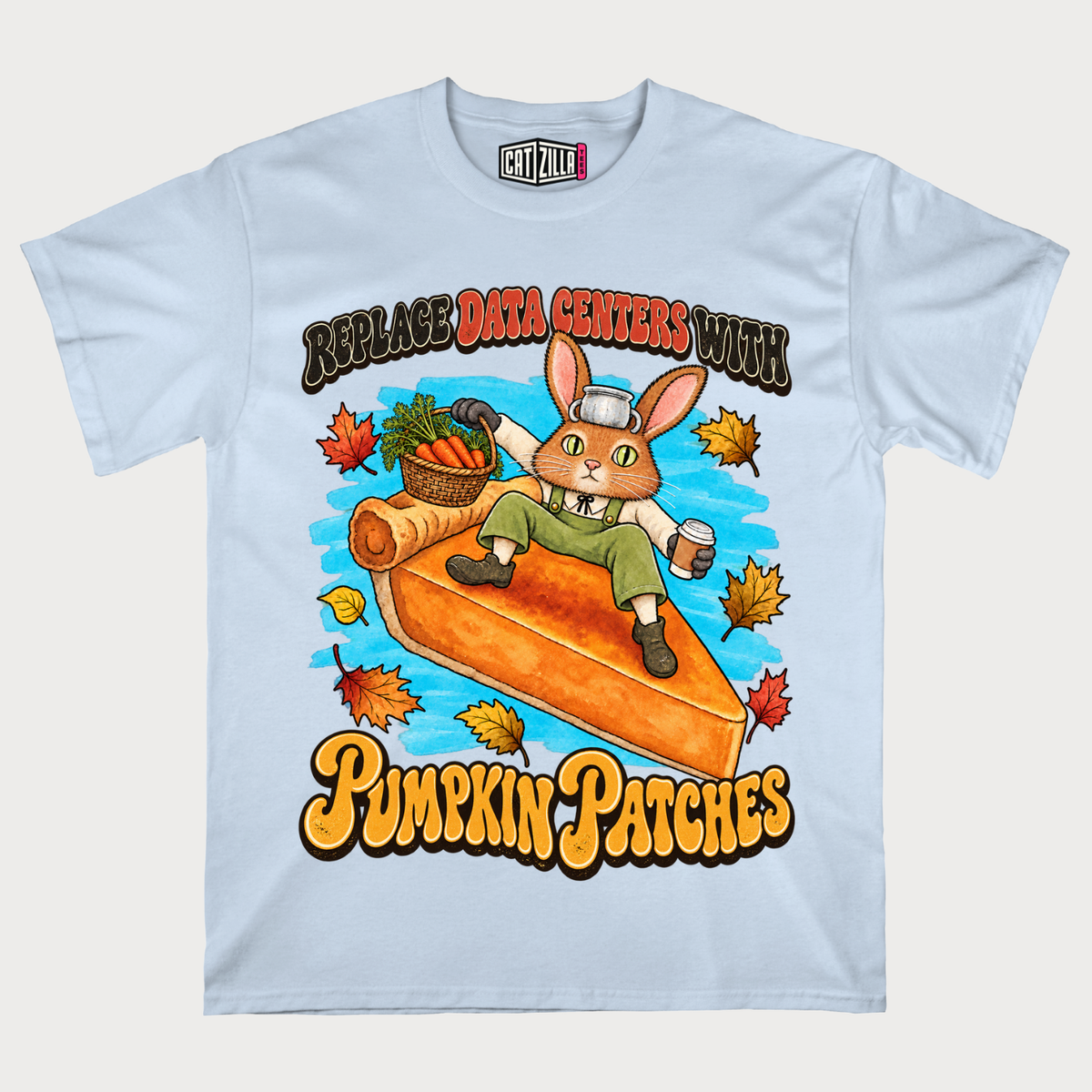 Cute Bunny Riding Pumpkin Slice Autumn Pumpkin Patches Fall T-Shirt