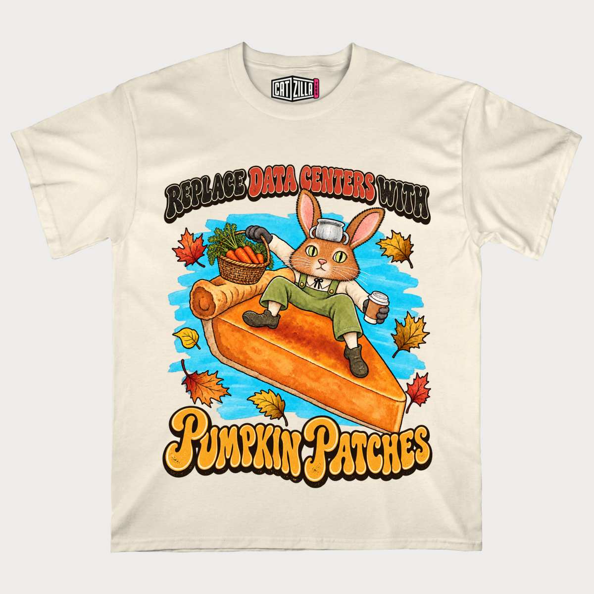 Cute Bunny Riding Pumpkin Slice Autumn Pumpkin Patches Fall T-Shirt