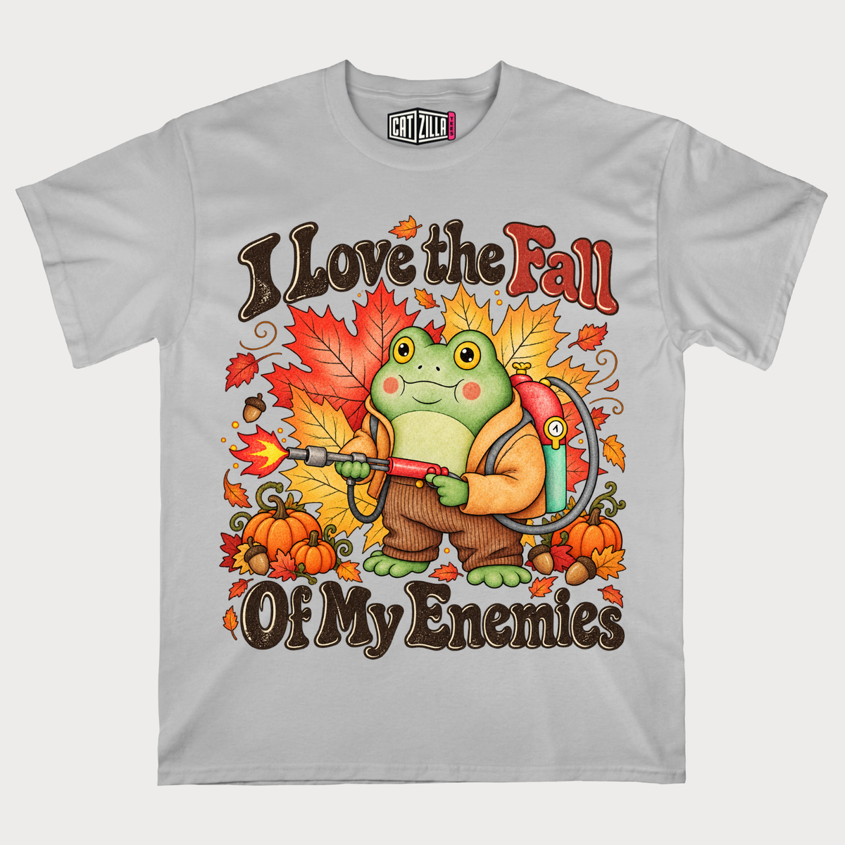 I Love the Fall of My Enemies Frog Autumn Graphic T-Shirt