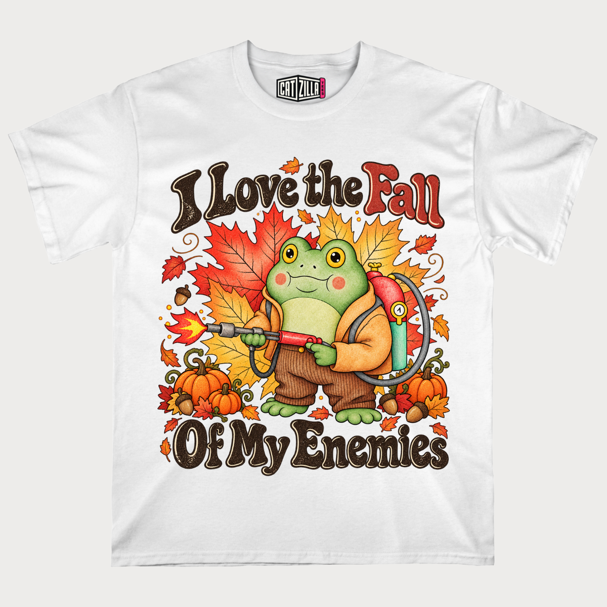 I Love the Fall of My Enemies Frog Autumn Graphic T-Shirt