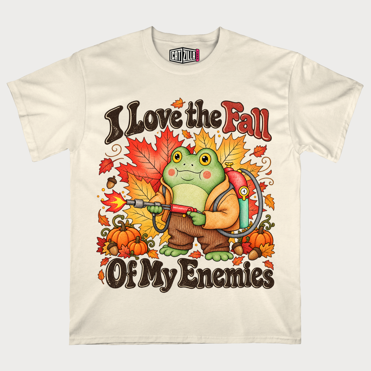 I Love the Fall of My Enemies Frog Autumn Graphic T-Shirt