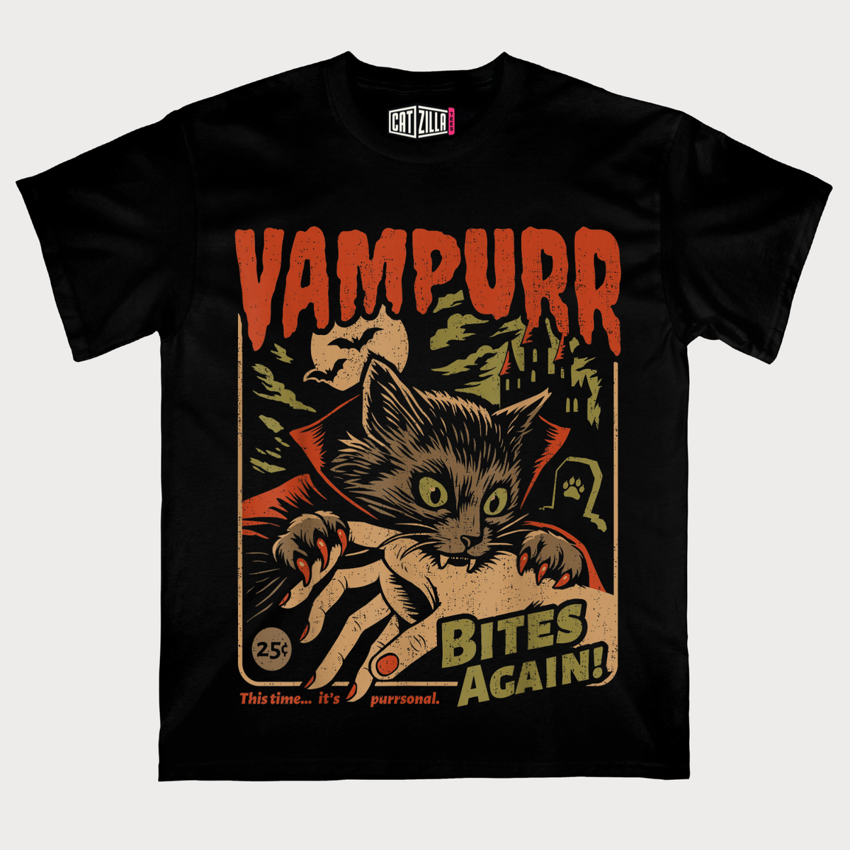 Vampurr Bites Again! Funny Cat Halloween T-Shirt