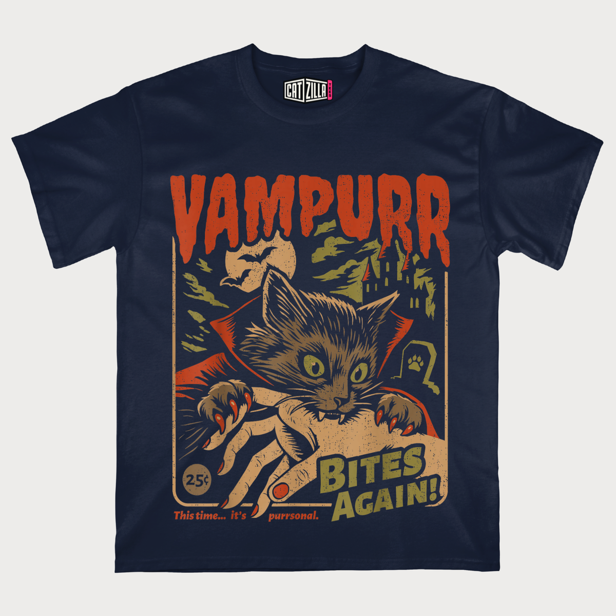 Vampurr Bites Again! Funny Cat Halloween T-Shirt