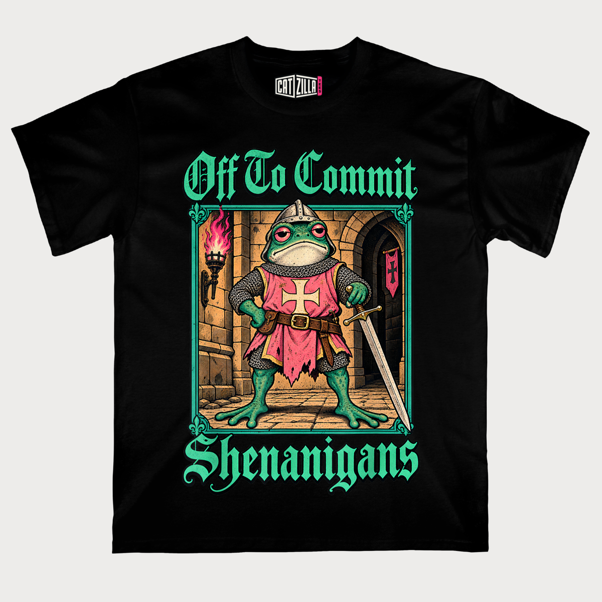 Frog Knight Off to Commit Shenanigans Frog Funny Men T-Shirt
