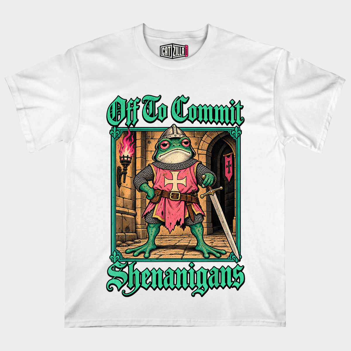 Frog Knight Off to Commit Shenanigans Frog Funny Men T-Shirt