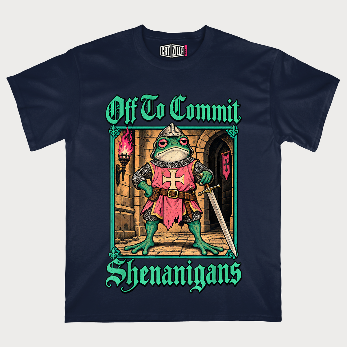 Frog Knight Off to Commit Shenanigans Frog Funny Men T-Shirt