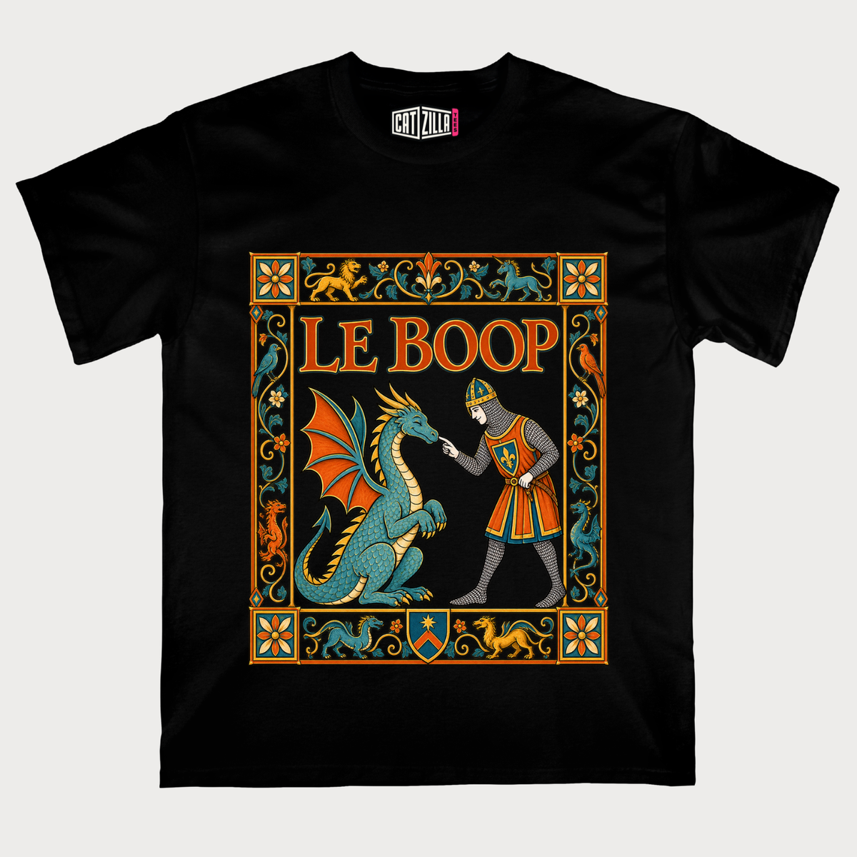 Le Boop Vintage Knight Medieval Dragon T‑Shirt