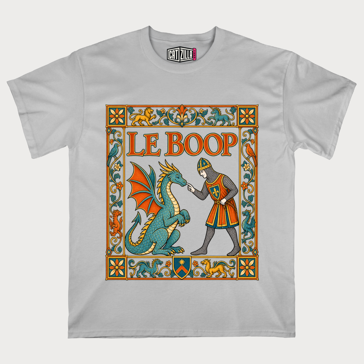 Le Boop Vintage Knight Medieval Dragon T‑Shirt
