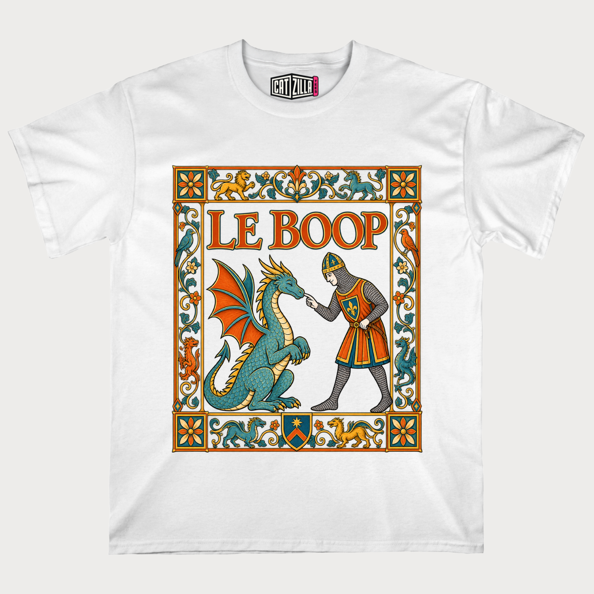 Le Boop Vintage Knight Medieval Dragon T‑Shirt