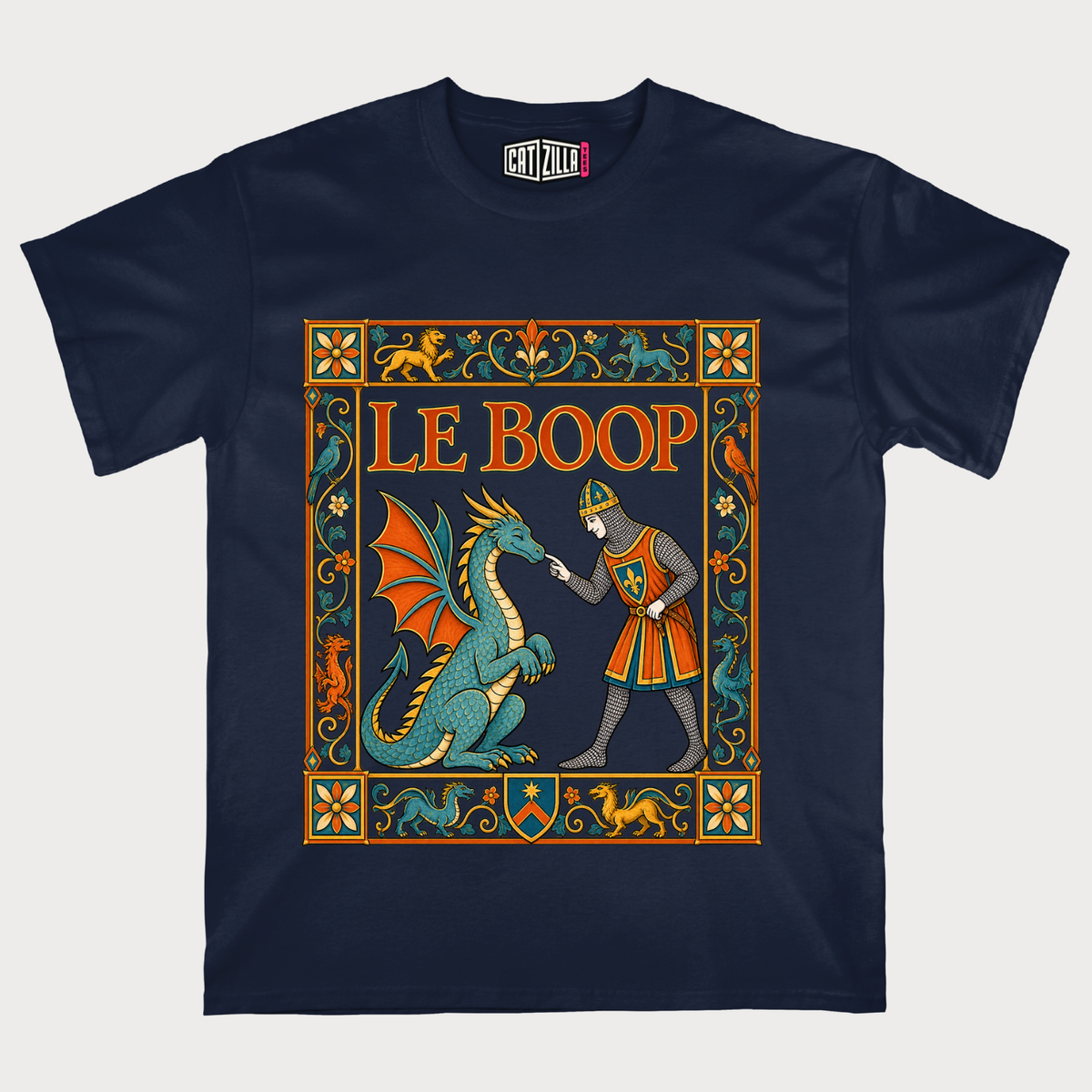 Le Boop Vintage Knight Medieval Dragon T‑Shirt