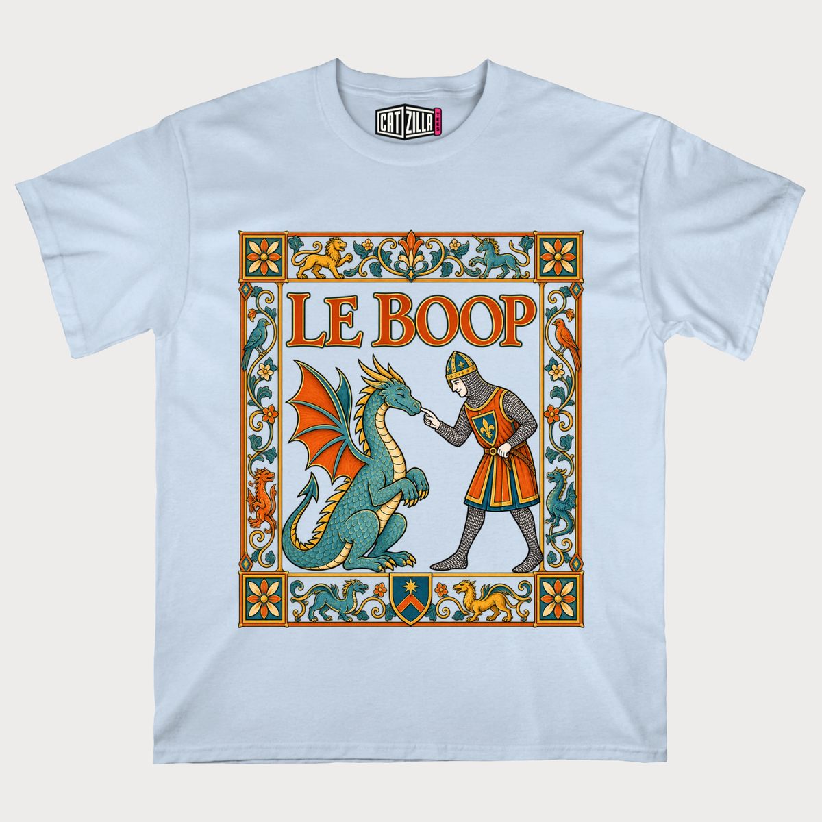 Le Boop Vintage Knight Medieval Dragon T‑Shirt
