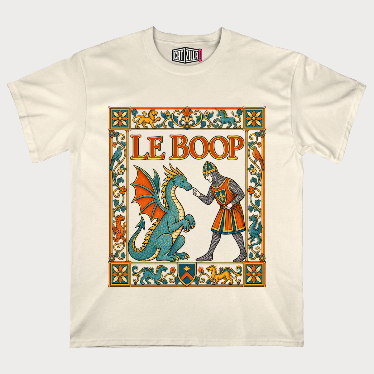 Le Boop Vintage Knight Medieval Dragon T‑Shirt