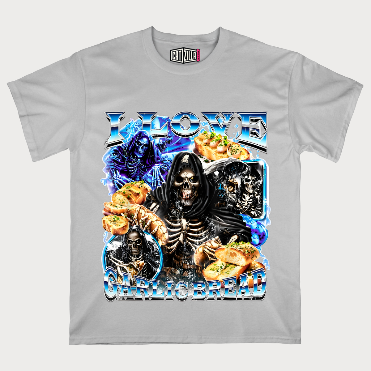 I Love Garlic Bread Skeleton T-shirt