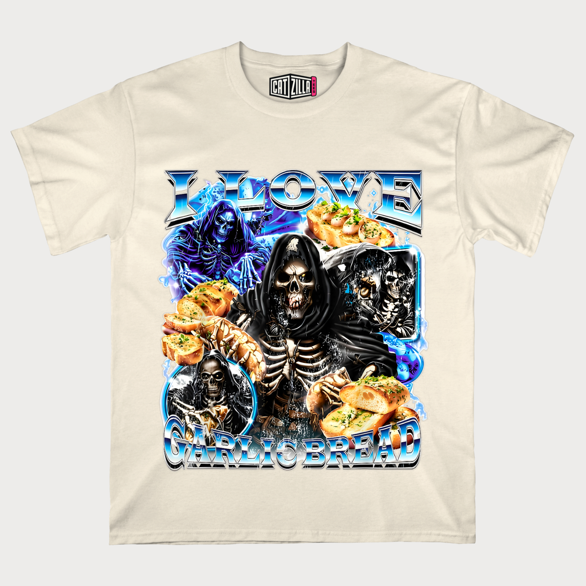 I Love Garlic Bread Skeleton T-shirt