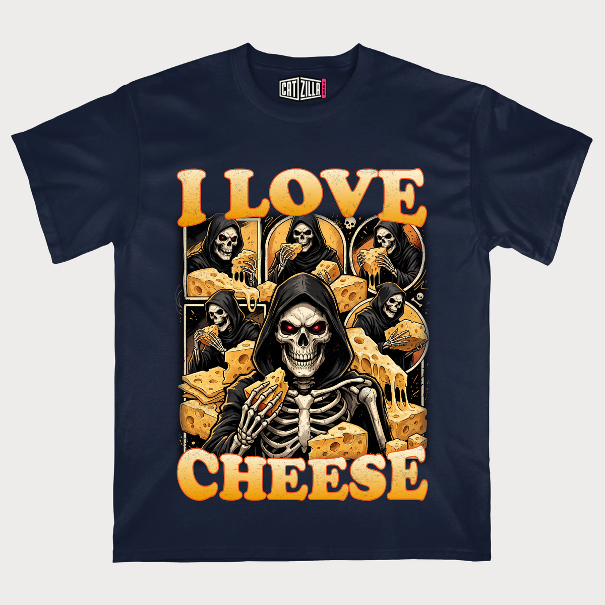 I Love Cheese Skull T-Shirt