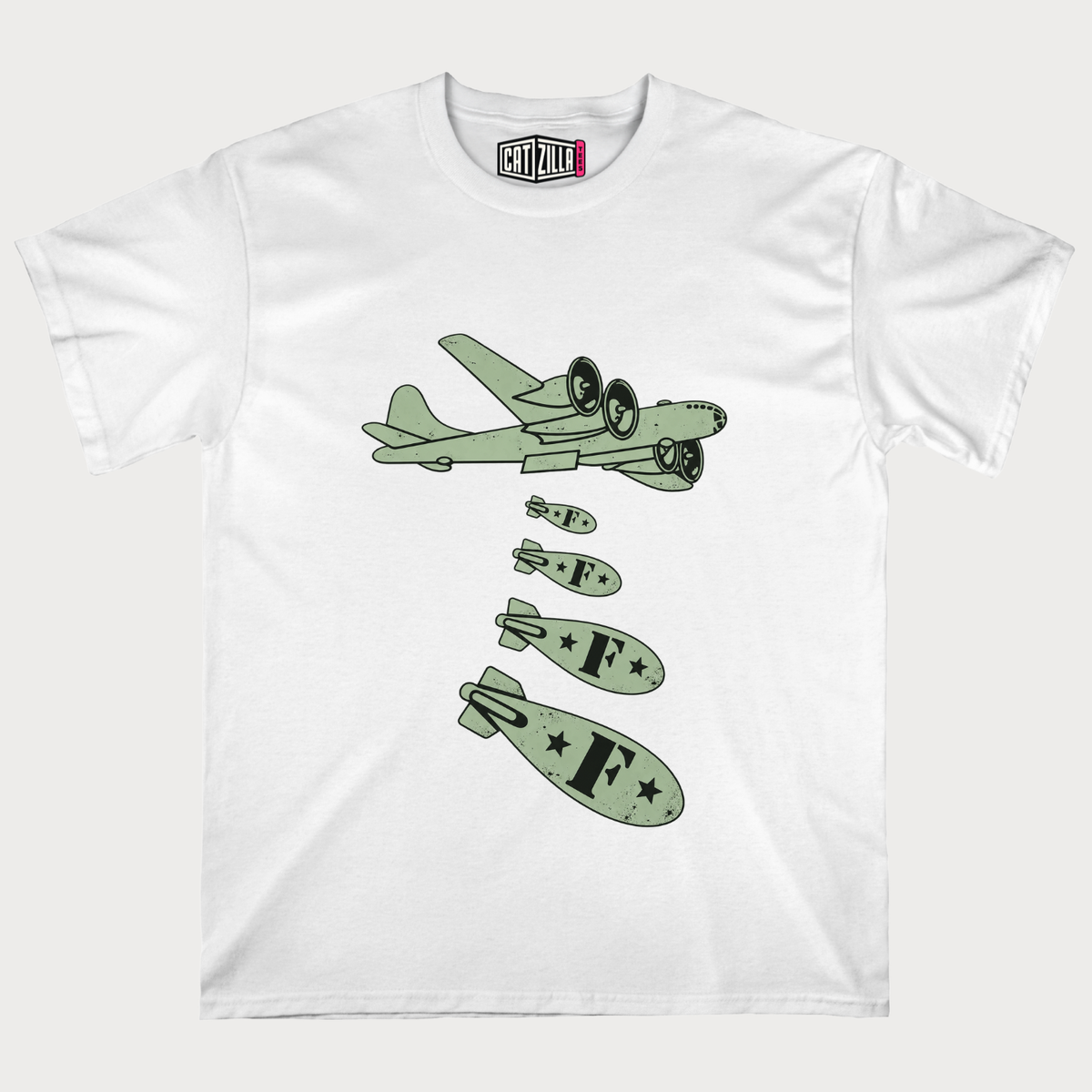 Bomber Plane with Falling Bombs T-Shirt