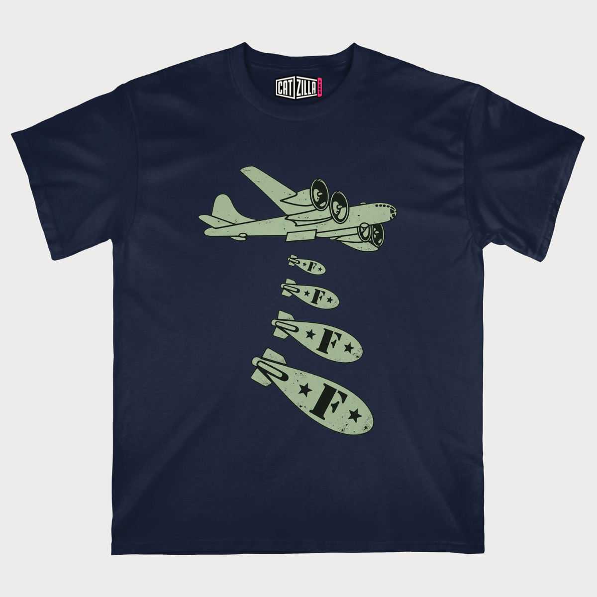 Bomber Plane with Falling Bombs T-Shirt